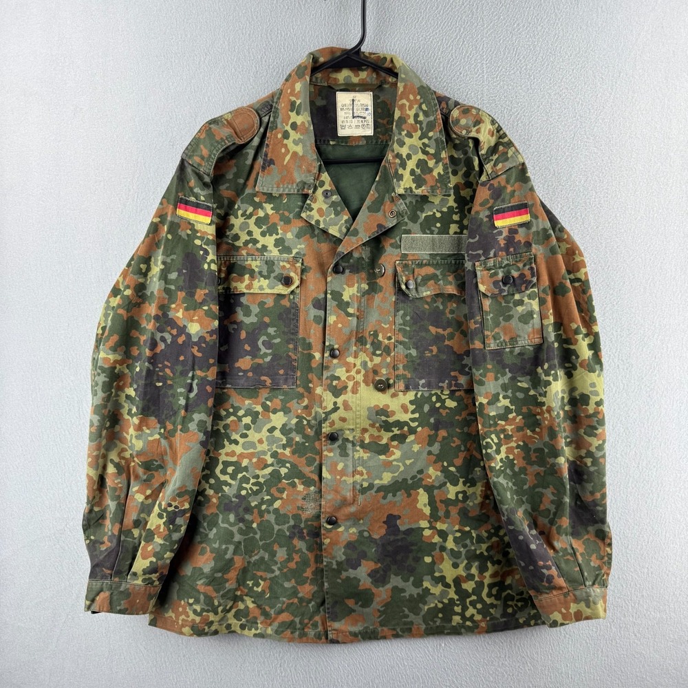 German Bundeswehr Flecktarn Camo Field Shirt Mens Large Military 90s Coat